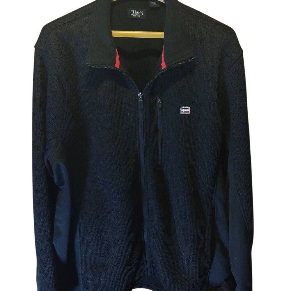 Chaps Men's Full Zip Fleece Jacket American Black Size XXL NWT